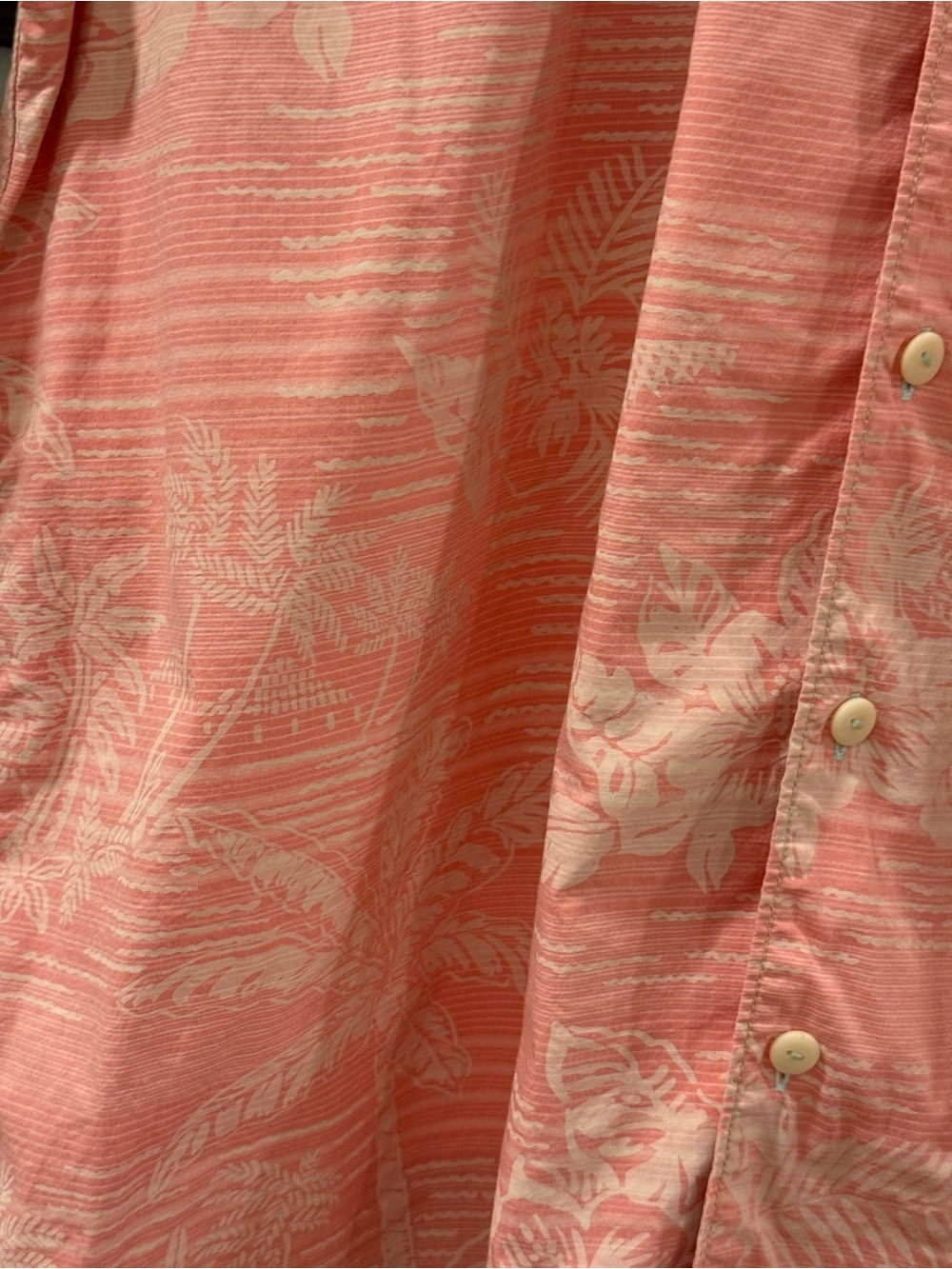 5 for $25!! Tommy Bahama Pink/Salmon Palm Print, Tropical Camp Shirt XL - Picture 5 of 14